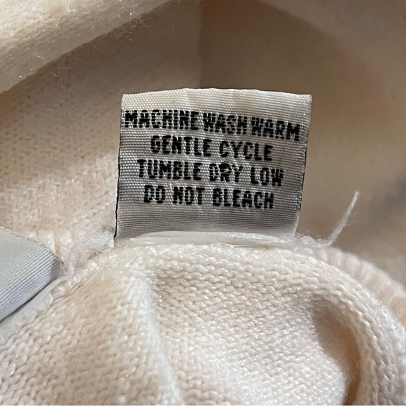 Vintage 80s-90s Maggie Lawrence Vertical Cable Knit Mock Sweater Cream M - Picture 4 of 4